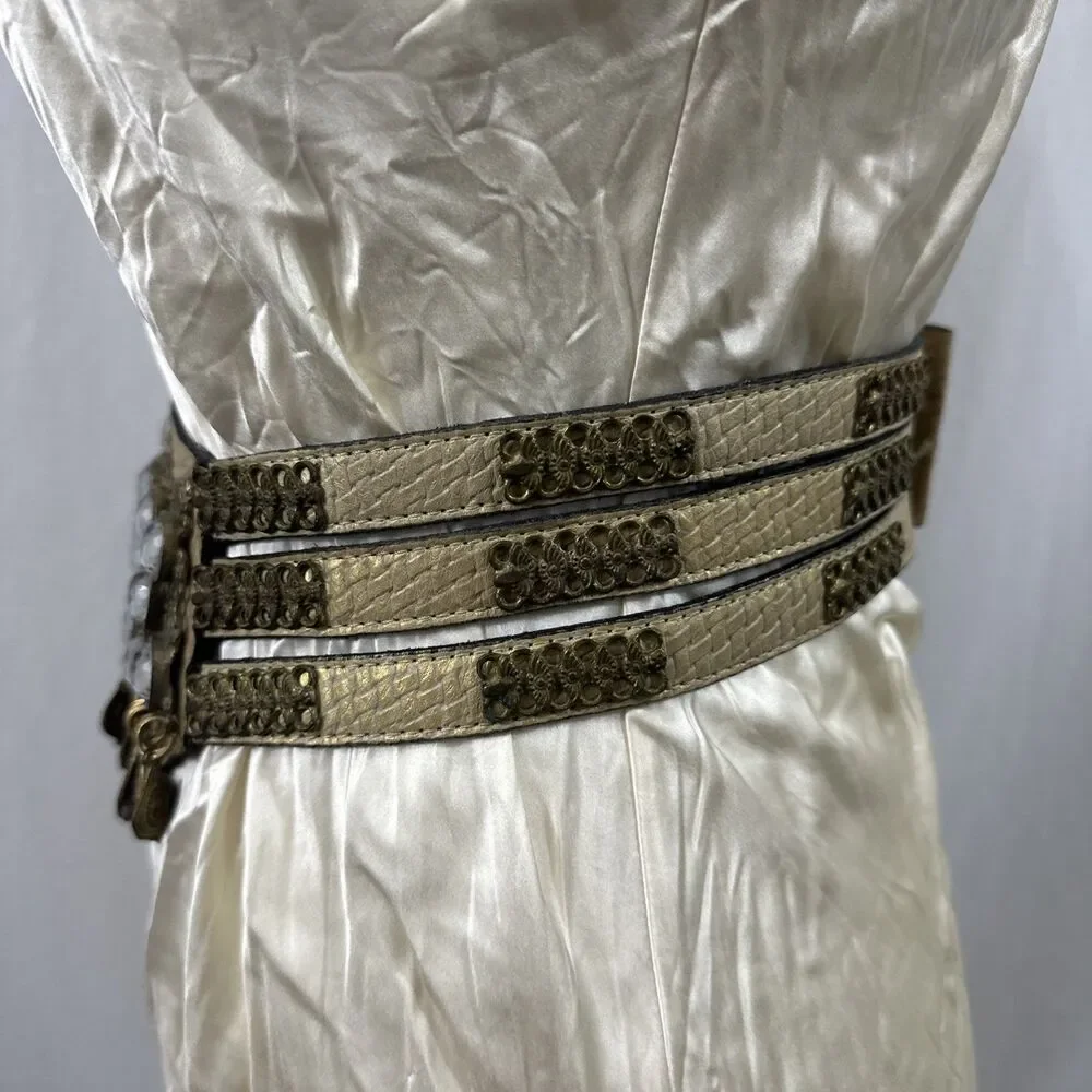 Nina Arjani Vintage Leatherock Glam Costume Statement Belt Womens Boho